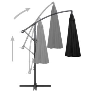 vidaXL Ampelschirm Schwarz 3 m Aluminium-Mast - 3