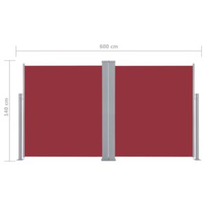 vidaXL Ausziehbare Seitenmarkise Rot 140 x 600 cm - 11