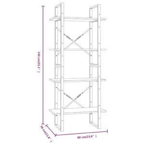 vidaXL Bücherregal 4 Fächer Braun Eiche 60x30x140 cm Holzwerkstoff - 6