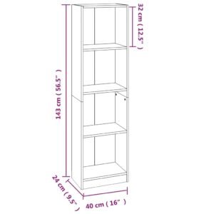 vidaXL Bücherregal 4 Fächer Räuchereiche 40x24x143 cm Holzwerkstoff - 6