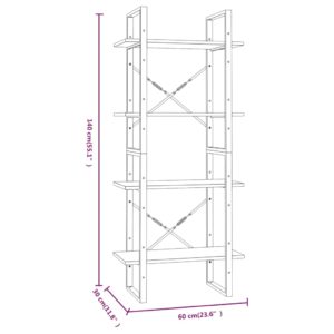 vidaXL Bücherregal 4 Fächer Räuchereiche 60x30x140 cm Holzwerkstoff - 6