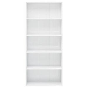 vidaXL Bücherregal 5 Fächer Hochglanz-Weiß 80x30x189 cm Holzwerkstoff - 3