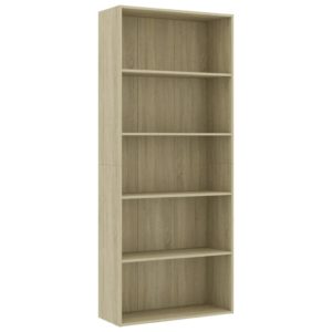 vidaXL Bücherregal 5 Fächer Sonoma-Eiche 80x30x189 cm Holzwerkstoff - 1