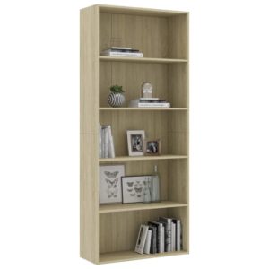 vidaXL Bücherregal 5 Fächer Sonoma-Eiche 80x30x189 cm Holzwerkstoff - 2