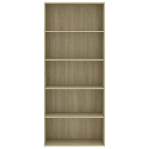 vidaXL Bücherregal 5 Fächer Sonoma-Eiche 80x30x189 cm Holzwerkstoff - 3