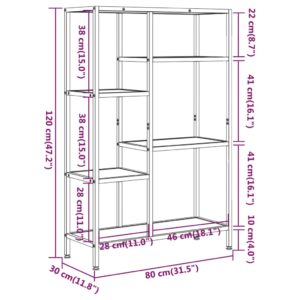 vidaXL Bücherregal 80x30x120 cm Stahl und Holzwerkstoff - 4