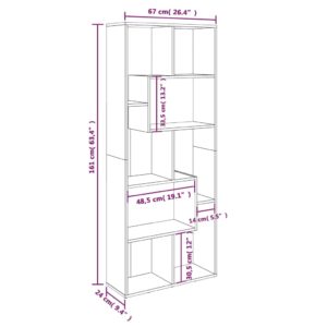 vidaXL Bücherregal Braun Eiche 67x24x161 cm Holzwerkstoff - 10