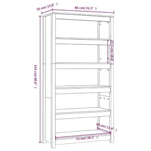 vidaXL Bücherregal Grau 80x35x154 cm Massivholz Kiefer - 7