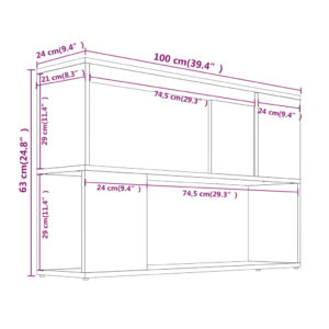 vidaXL Bücherregal Grau Sonoma 100x24x63 cm Holzwerkstoff - 6