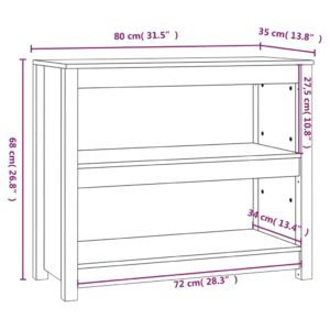 vidaXL Bücherregal Honigbraun 80x35x68 cm Massivholz Kiefer - 7