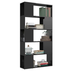 vidaXL Bücherregal Raumteiler Hochglanz-Schwarz 80x24x155cm - 4