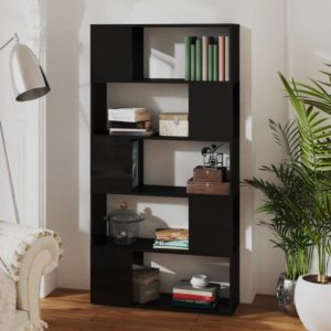 vidaXL Bücherregal Raumteiler Hochglanz-Schwarz 80x24x155cm - 5