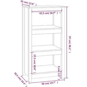 vidaXL Bücherregal Schwarz 50x35x97 cm Massivholz Kiefer - 7