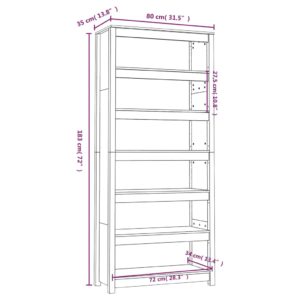 vidaXL Bücherregal Weiß 80x35x183 cm Massivholz Kiefer - 7