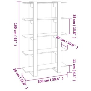 vidaXL Bücherregal/Raumteiler Betongrau 100x30x160 cm - 6