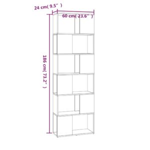 vidaXL Bücherregal/Raumteiler Braun Eichen-Optik 60x24x186 cm - 7