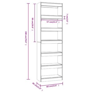 vidaXL Bücherregal/Raumteiler Braun Eichen-Optik 60x30x198 cm - 6