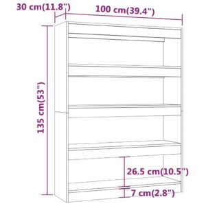 vidaXL Bücherregal/Raumteiler Hochglanz-Weiß 100x30x135 cm - 7