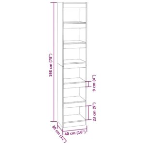 vidaXL Bücherregal/Raumteiler Hochglanz-Weiß 40x30x198 cm - 6