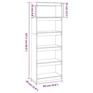 vidaXL Bücherregal/Raumteiler Schwarz 60x30x167,5 cm Massivholz Kiefer - 7