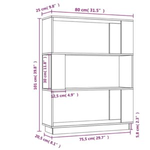 vidaXL Bücherregal/Raumteiler Schwarz 80x25x101 cm Massivholz Kiefer - 7