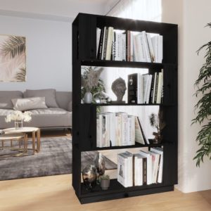 vidaXL Bücherregal/Raumteiler Schwarz 80x25x132 cm Massivholz Kiefer - 0