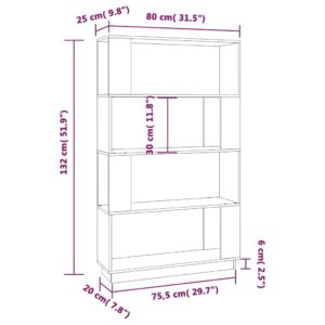 vidaXL Bücherregal/Raumteiler Schwarz 80x25x132 cm Massivholz Kiefer - 7