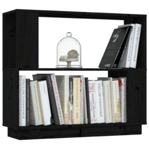 vidaXL Bücherregal/Raumteiler Schwarz 80x25x70 cm Massivholz Kiefer - 3