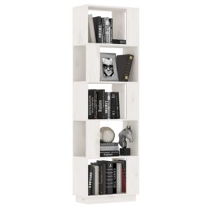 vidaXL Bücherregal/Raumteiler Weiß 51x25x163,5 cm Massivholz Kiefer - 3