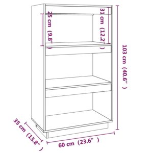 vidaXL Bücherregal/Raumteiler Weiß 60x35x103 cm Massivholz Kiefer - 7