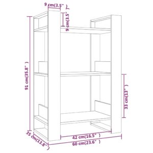 vidaXL Bücherregal/Raumteiler Weiß 60x35x91 cm Massivholz Kiefer - 7