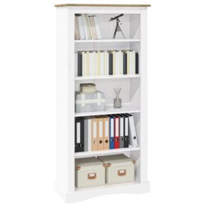 vidaXL Bücherschrank 5 Fächer Mexiko-Stil Kiefernholz Weiß 81x40x170cm - 2