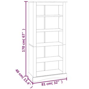 vidaXL Bücherschrank 5 Fächer Mexiko-Stil Kiefernholz Weiß 81x40x170cm - 5