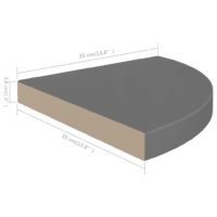 vidaXL Eck-Schweberegal Hochglanz-Grau 35x35x3,8 cm MDF - 6