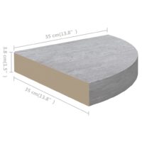 vidaXL Eck-Wandregal 2 Stk. Betongrau 35x35x3,8 cm MDF - 7