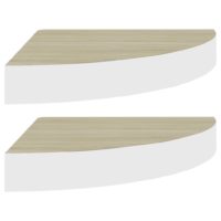 vidaXL Eck-Wandregal 2 Stk. Eiche und Weiß 35x35x3,8 cm MDF - 1