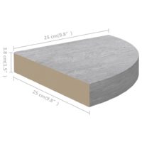 vidaXL Eck-Wandregal 4 Stk. Betongrau 25x25x3,8 cm MDF - 7