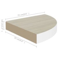 vidaXL Eck-Wandregal 4 Stk. Eiche und Weiß 25x25x3,8 cm MDF - 6