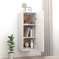 vidaXL Hängeschrank Hochglanz-Weiß 34,5x34x90 cm Holzwerkstoff - 2