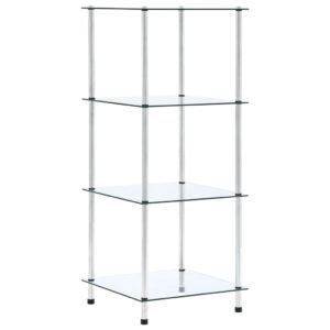 vidaXL Regal mit 4 Ablagen Transparent 40x40x100 cm Hartglas - 0