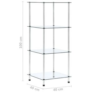 vidaXL Regal mit 4 Ablagen Transparent 40x40x100 cm Hartglas - 4