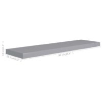 vidaXL Schwebendes Wandregal Grau 90x23,5x3,8 cm MDF - 6