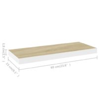 vidaXL Schweberegal Eiche und Weiß 60x23,5x3,8 cm MDF - 6