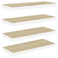 vidaXL Schweberegale 4 Stk. Eiche und Weiß 60x23,5x3,8 cm MDF - 1