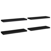 vidaXL Schweberegale 4 Stk. Schwarz 80x23,5x3,8 cm MDF - 1