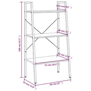 vidaXL Standregal mit 3 Böden Dunkelbraun und Schwarz 56x35x108 cm - 7