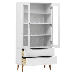 vidaXL Vitrinenschrank MOLDE Weiß 90x35x175 cm Massivholz Kiefer - 2