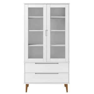 vidaXL Vitrinenschrank MOLDE Weiß 90x35x175 cm Massivholz Kiefer - 3