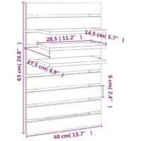 vidaXL Wand-Nachttische 2 Stk. Grau Massivholz Kiefer - 9