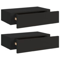 vidaXL Wand-Schubladenregale 2 Stk. Schwarz 40x23,5x10 cm MDF - 1